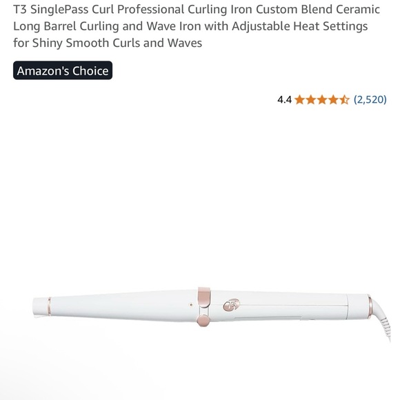 T3 Professional Curling Iron - White and Rose Gold - Picture 1 of 2